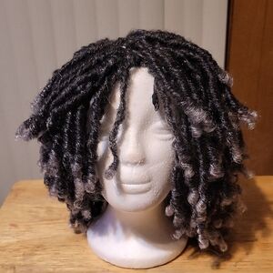 Elegant Black and Gray Curly Wig